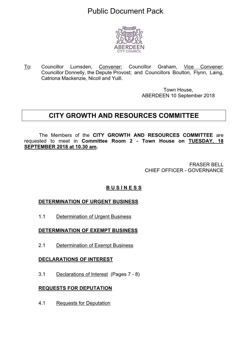 (Public Pack)Agenda Document for City Growth and Resources