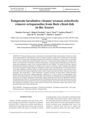 Temperate Facultative Cleaner Wrasses Selectively Remove Ectoparasites from Their Client-Fish in the Azores