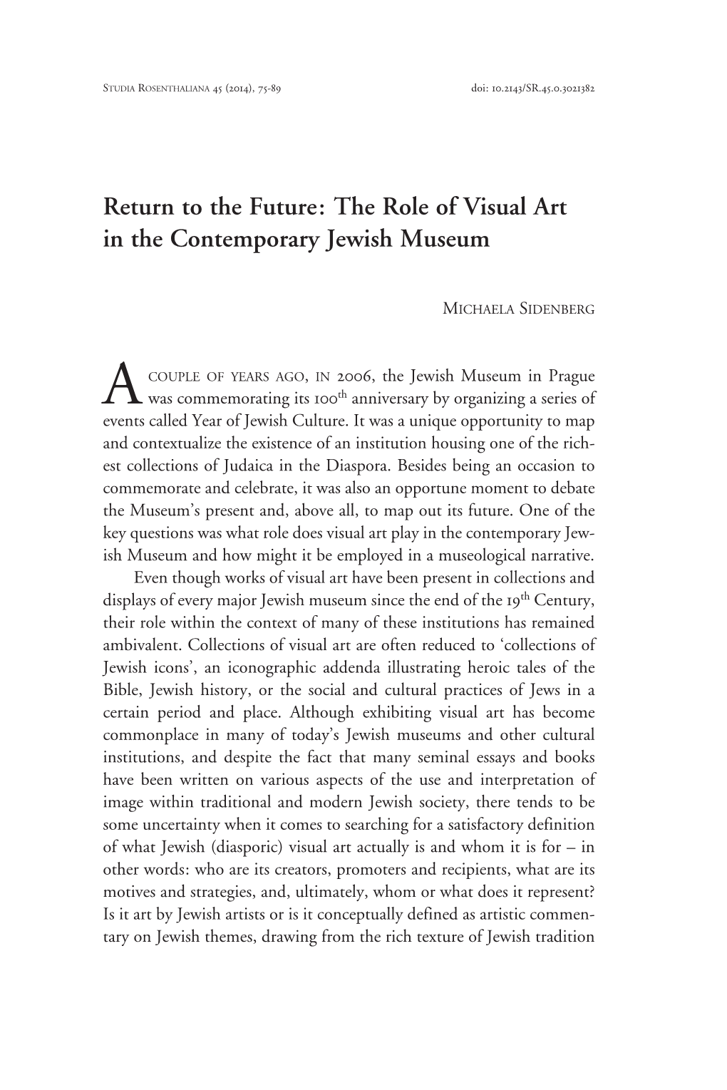 The Role of Visual Art in the Contemporary Jewish Museum