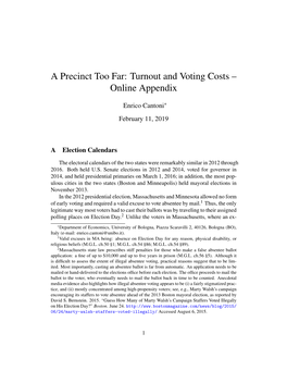 A Precinct Too Far: Turnout and Voting Costs – Online Appendix