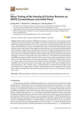 Shear Testing of the Interfacial Friction Between an HDPE Geomembrane and Solid Waste