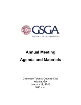 Annual Meeting Agenda and Materials