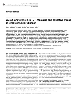 ACE2–Angiotensin-(1–7)–Mas Axis and Oxidative Stress in Cardiovascular Disease