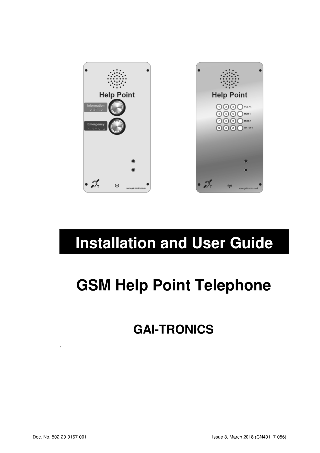 Installation and User Guide GSM Help Point Telephone