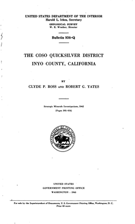 The Coso Quicksilver District Inyo County, California