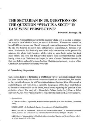 "WHAT IS a SECT?" in EAST WEST Perspectivel Edward G
