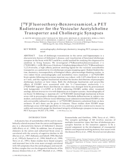 [18F]Fluoroethoxy-Benzovesamicol, a PET Radiotracer for the Vesicular Acetylcholine Transporter and Cholinergic Synapses