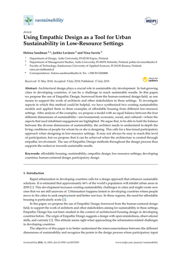 Using Empathic Design As a Tool for Urban Sustainability in Low-Resource Settings