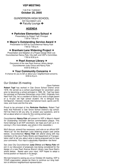VEP MEETING October 25, 2005 GUNDERSON HIGH SCHOOL
