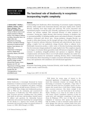 The Functional Role of Biodiversity in Ecosystems: Incorporating Trophic Complexity