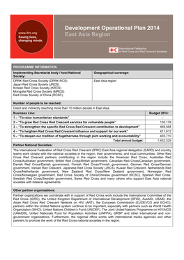 Development Operational Plan 2014 East Asia Region