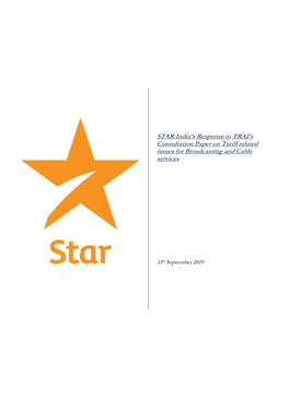 STAR India's Response to TRAI's Consultation Paper on Tariff Related