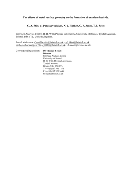 The Effects of Metal Surface Geometry on the Formation of Uranium Hydride