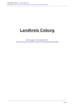 Landkreis Coburg - 16Th October 2017 View Online At