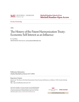 The History of the Patent Harmonization Treaty: Economic Self-Interest As an Influence
