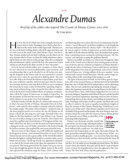 Alexandre Dumas Brief Life of the Soldier Who Inspired the Count of Monte Cristo: 1762-1806 by Tom Reiss