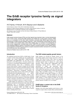 The Erbb Receptor Tyrosine Family As Signal Integrators