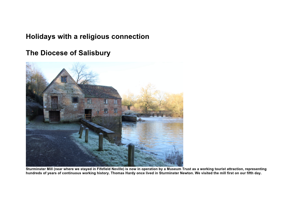 Holidays with a Religious Connection the Diocese of Salisbury