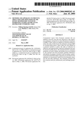 (12) Patent Application Publication (10) Pub. No.: US 2004/0009245 A1 Vail, III Et Al