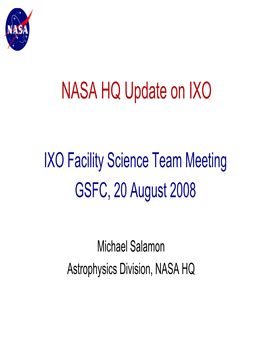 NASA HQ Update on IXO