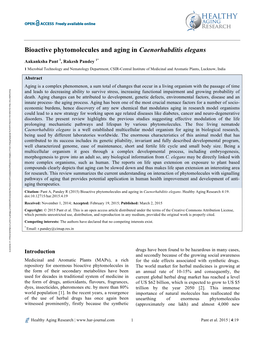 Bioactive Phytomolecules and Aging in Caenorhabditis Elegans