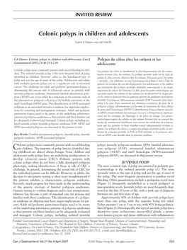 Colonic Polyps in Children and Adolescents