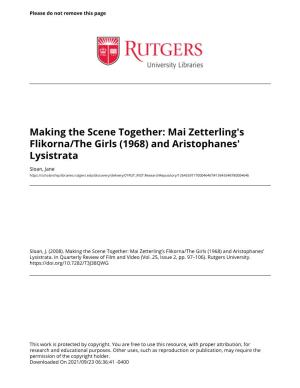Making the Scene Together: Mai Zetterling's Flikorna/The Girls (1968) and Aristophanes' Lysistrata