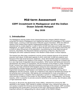 Madagascar and the Indian Ocean Islands Mid-Term Assessment, 2020