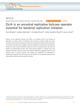 Dcia Is an Ancestral Replicative Helicase Operator Essential for Bacterial Replication Initiation