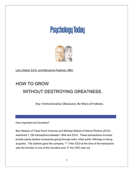 How to Grow Without Destroying Greatness