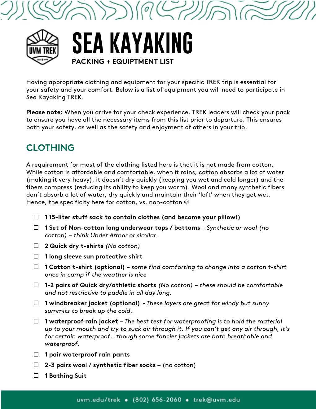 Sea Kayaking Packing + Equiptment List