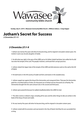 Jotham's Secret for Success