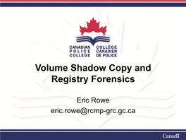 Volume Shadow Copy and Registry Forensics