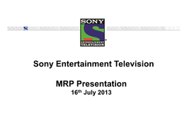Sony Entertainment Television MRP Presentation