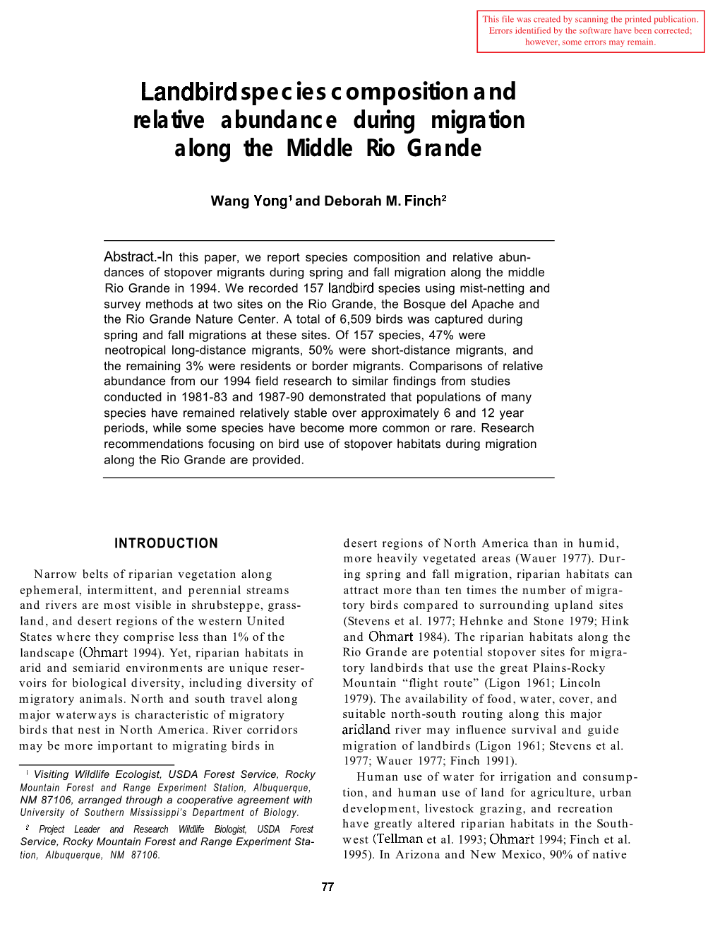 Desired Future Conditions for Southwestern Riparian Ecosystems