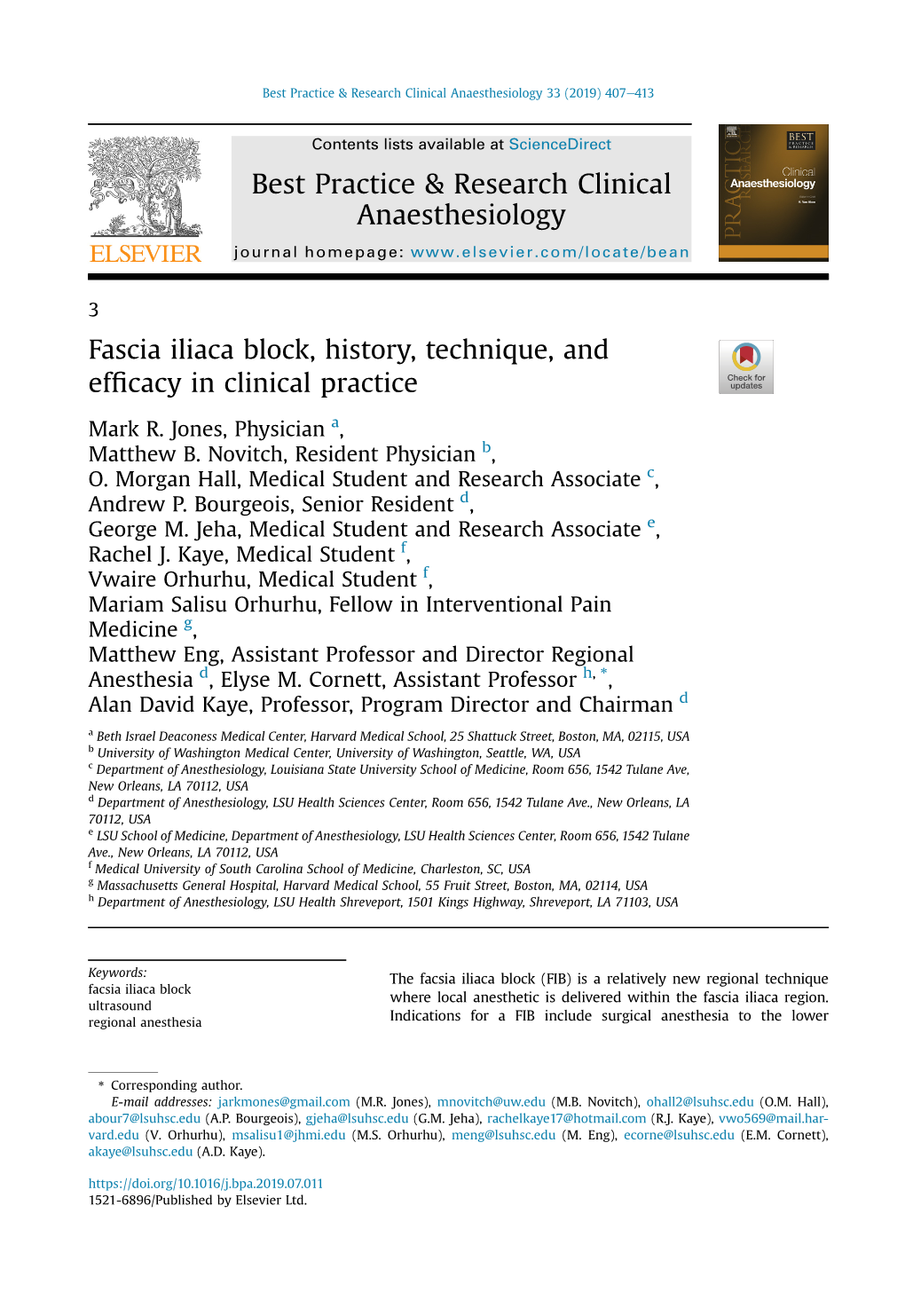 Fascia Iliaca Block, History, Technique, and Efficacy in Clinical Practice