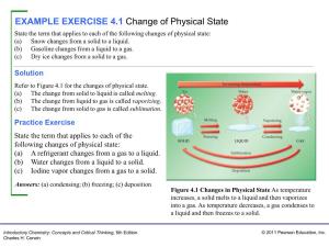 EXAMPLE EXERCISE 4.1 Change of Physical State