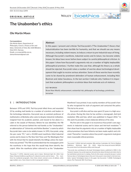 The Unabomber's Ethics