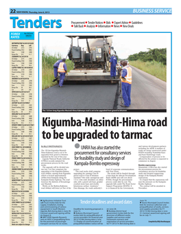 Kigumba-Masindi-Hima Road to Be Upgraded to Tarmac