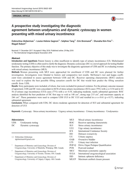 A Prospective Study Investigating the Diagnostic Agreement Between Urodynamics and Dynamic Cystoscopy in Women Presenting with Mixed Urinary Incontinence