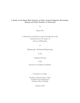 A Study of the Head Disk Interface in Heat Assisted Magnetic Recording - Energy and Mass Transfer in Nanoscale