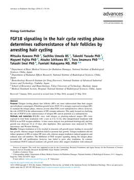 FGF18 Signaling in the Hair Cycle Resting Phase Determines