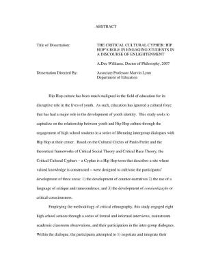 ABSTRACT Title of Dissertation: the CRITICAL
