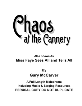 Chaos at the Cannery Script
