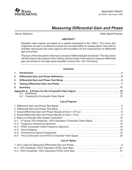 Measuring Differential Gain and Phase