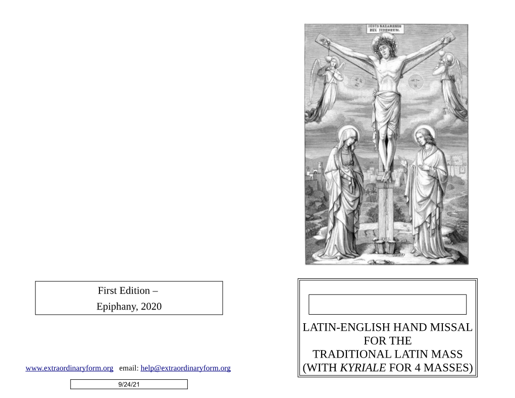 Latin English Hand Missal For The Traditional Latin Mass With Kyriale