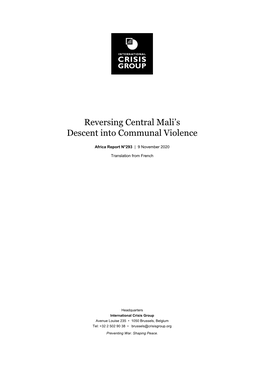Reversing Central Mali's Descent Into Communal Violence