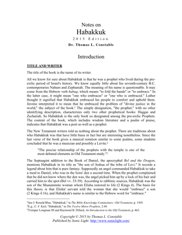Habakkuk 2015 Edition Dr