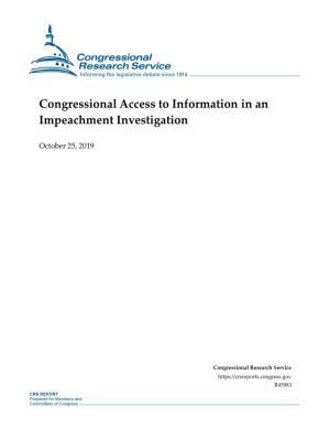 Congressional Access to Information in an Impeachment Investigation