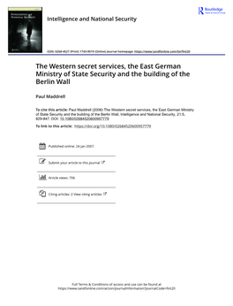The Western Secret Services, the East German Ministry of State Security and the Building of the Berlin Wall